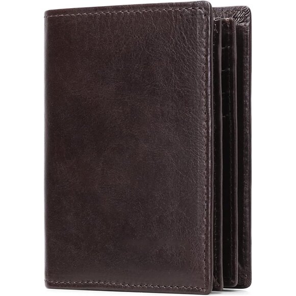 🆕Men's Coffee Leather RFID Bifold Wallet Large Capacity Credit Card Holder - Picture 1 of 6